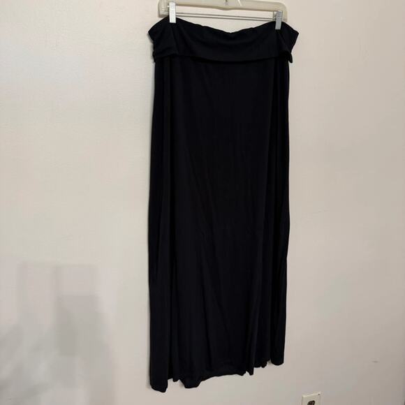 Black Splendid 1X Foldover Maxi Skirt - Picture 1 of 2